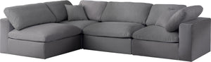 Serene Grey Linen Fabric Deluxe Cloud Modular Sectional