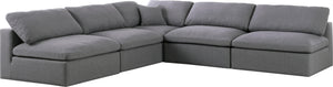 Serene Grey Linen Fabric Deluxe Cloud Modular Sectional