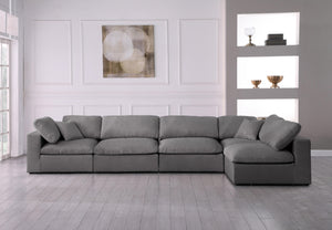 Serene Grey Linen Fabric Deluxe Cloud Modular Sectional