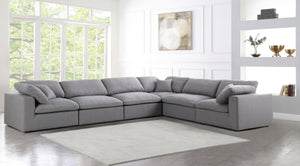 Serene Grey Linen Fabric Deluxe Cloud Modular Sectional