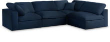 Load image into Gallery viewer, Serene Navy Linen Fabric Deluxe Cloud Modular Sectional
