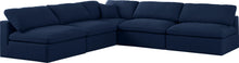 Load image into Gallery viewer, Serene Navy Linen Fabric Deluxe Cloud Modular Sectional
