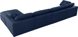 Serene Navy Linen Fabric Deluxe Cloud Modular Sectional