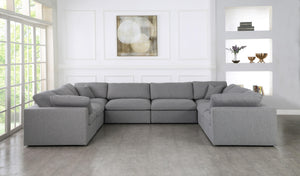 Serene Grey Linen Fabric Deluxe Cloud Modular Sectional