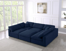 Load image into Gallery viewer, Serene Navy Linen Fabric Deluxe Cloud Modular Sectional
