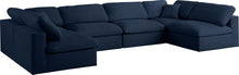 Load image into Gallery viewer, Serene Navy Linen Fabric Deluxe Cloud Modular Sectional
