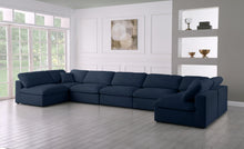 Load image into Gallery viewer, Serene Navy Linen Fabric Deluxe Cloud Modular Sectional
