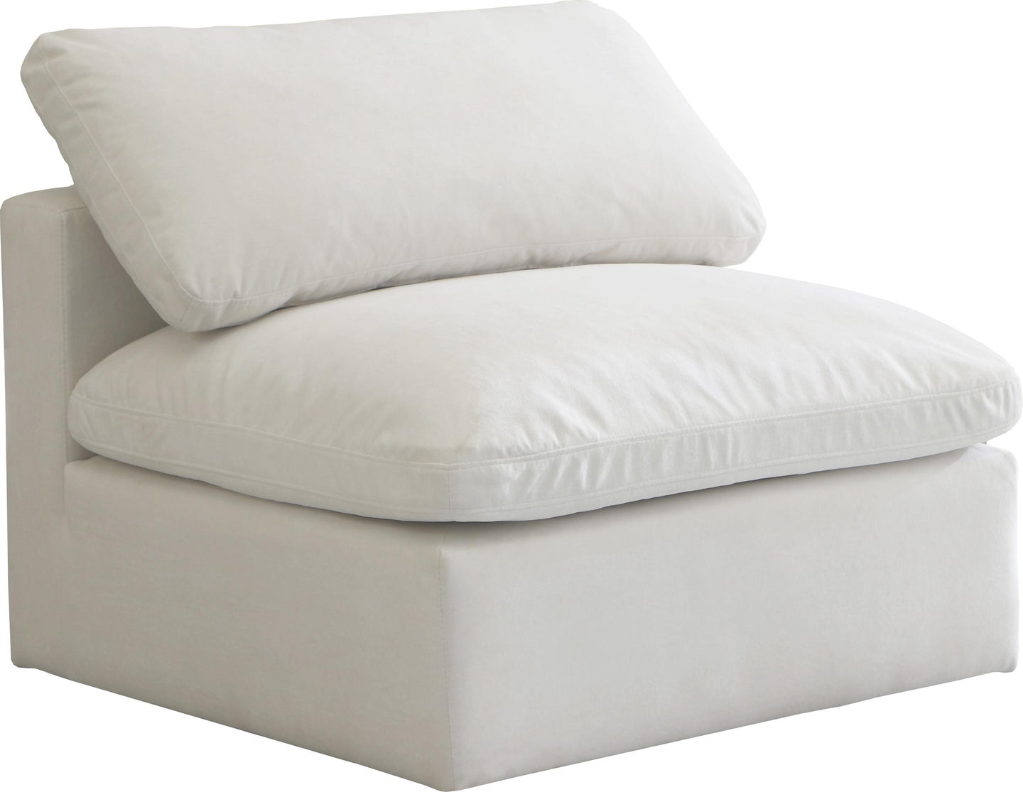Plush Cream Velvet Standard Cloud Modular Armless Chair