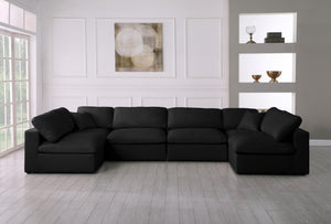 Plush Black Velvet Standard Cloud Modular Sectional