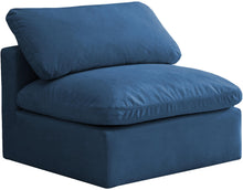 Load image into Gallery viewer, Plush Navy Velvet Standard Cloud Modular Armless Chair
