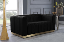 Load image into Gallery viewer, Marlon Black Velvet Loveseat
