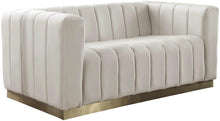 Load image into Gallery viewer, Marlon Cream Velvet Loveseat image
