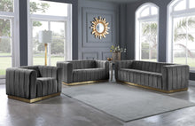 Load image into Gallery viewer, Marlon Grey Velvet Loveseat
