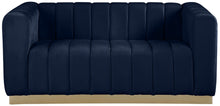 Load image into Gallery viewer, Marlon Navy Velvet Loveseat
