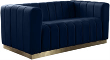 Load image into Gallery viewer, Marlon Navy Velvet Loveseat image
