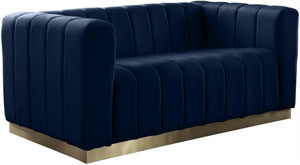 Marlon Navy Velvet Loveseat image