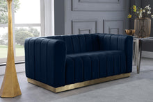 Load image into Gallery viewer, Marlon Navy Velvet Loveseat
