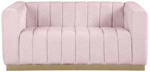 Marlon Pink Velvet Loveseat