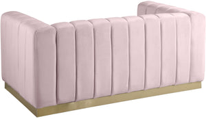 Marlon Pink Velvet Loveseat