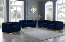 Load image into Gallery viewer, Marlon Navy Velvet Chair
