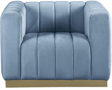 Load image into Gallery viewer, Marlon Sky Blue Velvet Chair
