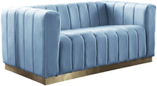 Load image into Gallery viewer, Marlon Sky Blue Velvet Loveseat image
