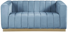 Load image into Gallery viewer, Marlon Sky Blue Velvet Loveseat
