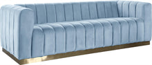 Load image into Gallery viewer, Marlon Sky Blue Velvet Sofa
