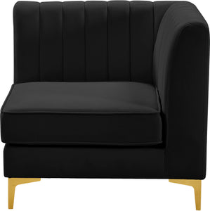 Alina Black Velvet Corner Chair