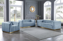 Load image into Gallery viewer, Marlon Sky Blue Velvet Loveseat
