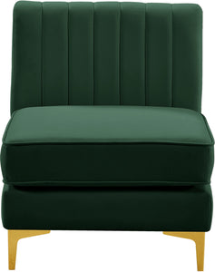 Alina Green Velvet Armless Chair