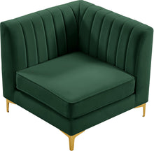 Load image into Gallery viewer, Alina Green Velvet Corner Chair
