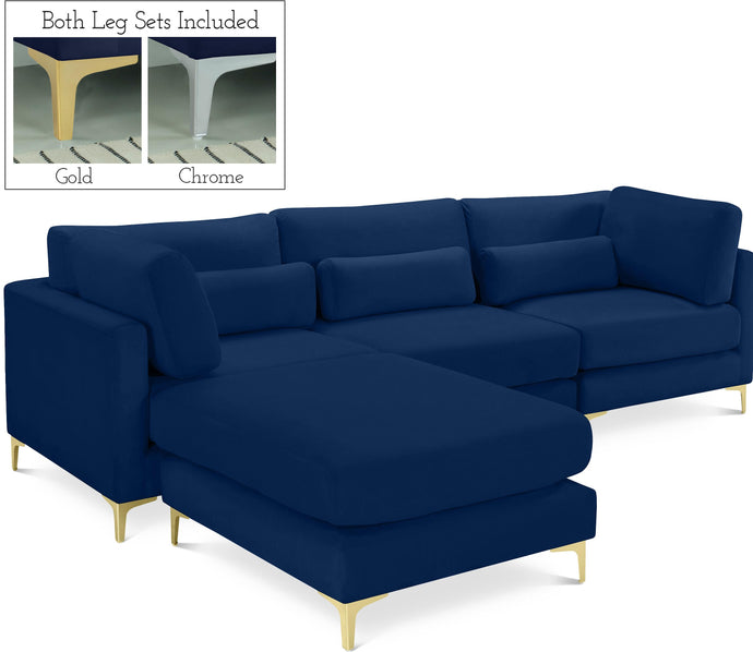 Julia Navy Velvet Modular Sectional (4 Boxes) image