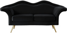 Load image into Gallery viewer, Lips Black Velvet Loveseat
