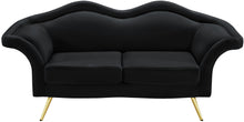 Load image into Gallery viewer, Lips Black Velvet Loveseat
