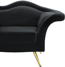 Load image into Gallery viewer, Lips Black Velvet Loveseat
