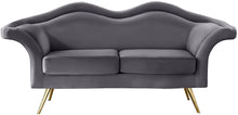 Load image into Gallery viewer, Lips Grey Velvet Loveseat
