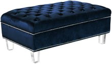 Load image into Gallery viewer, Lucas Navy Velvet Ottoman

