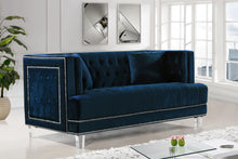 Load image into Gallery viewer, Lucas Navy Velvet Loveseat
