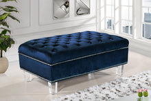 Load image into Gallery viewer, Lucas Navy Velvet Ottoman
