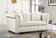 Load image into Gallery viewer, Kayla Cream Velvet Loveseat
