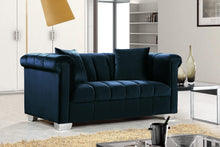 Load image into Gallery viewer, Kayla Navy Velvet Loveseat
