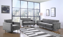 Load image into Gallery viewer, Lola Grey Velvet Loveseat
