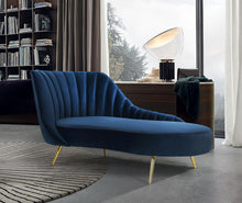 Load image into Gallery viewer, Margo Navy Velvet Chaise
