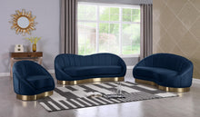 Load image into Gallery viewer, Shelly Navy Velvet Chaise
