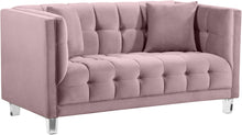 Load image into Gallery viewer, Mariel Pink Velvet Loveseat image
