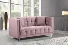 Load image into Gallery viewer, Mariel Pink Velvet Loveseat
