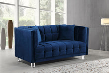 Load image into Gallery viewer, Mariel Navy Velvet Loveseat
