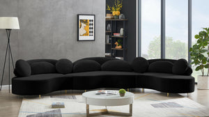 Vivacious Black Velvet 3pc. Sectional (3 Boxes)