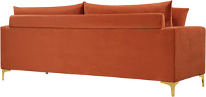 Naomi Cognac Velvet Sofa